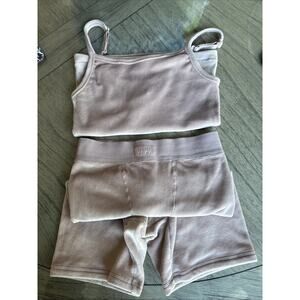 Skims Velour Velvet Light Dusty Pink Tank Top And Matching Shorts Size XXS